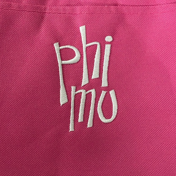 Phi Mu hot pink insulated cooler lunch tote with white embroidered Phi Mu - Picture 2 of 8